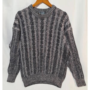 Vtg AGENDA Sweater 90s Cable Knit Sz XL Ramie Chunky Pullover Y2K Hong Kong